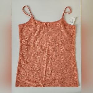 LOFT Outlet Peach Lace Front Tank